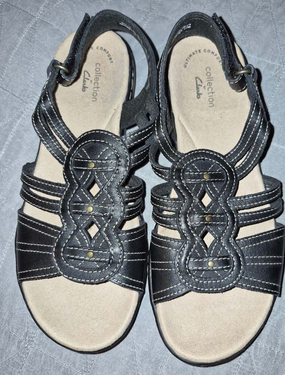 Clarks Leisa Janna Black Leather Sandals